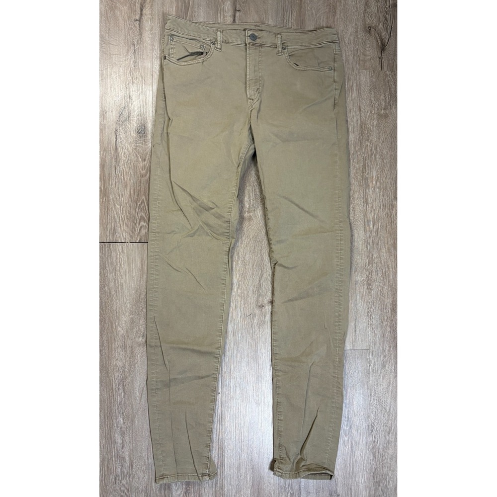 American Eagle Chino Pants Mens 34x36 (34x34) Skinny Brown Khaki Tan